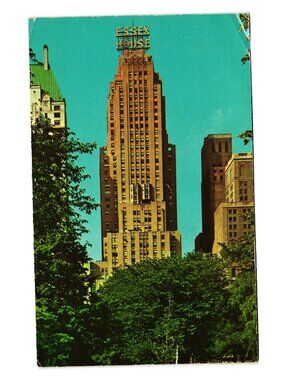 Marriotts Essex House Hotel Postcard NY Central Park Scenic Architecture Vintage
